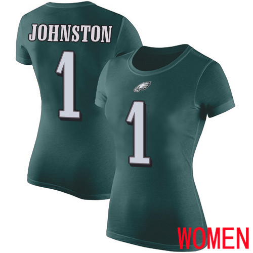 Women Philadelphia Eagles #1 Cameron Johnston Green Rush Pride Name and Number NFL T Shirt->nfl t-shirts->Sports Accessory